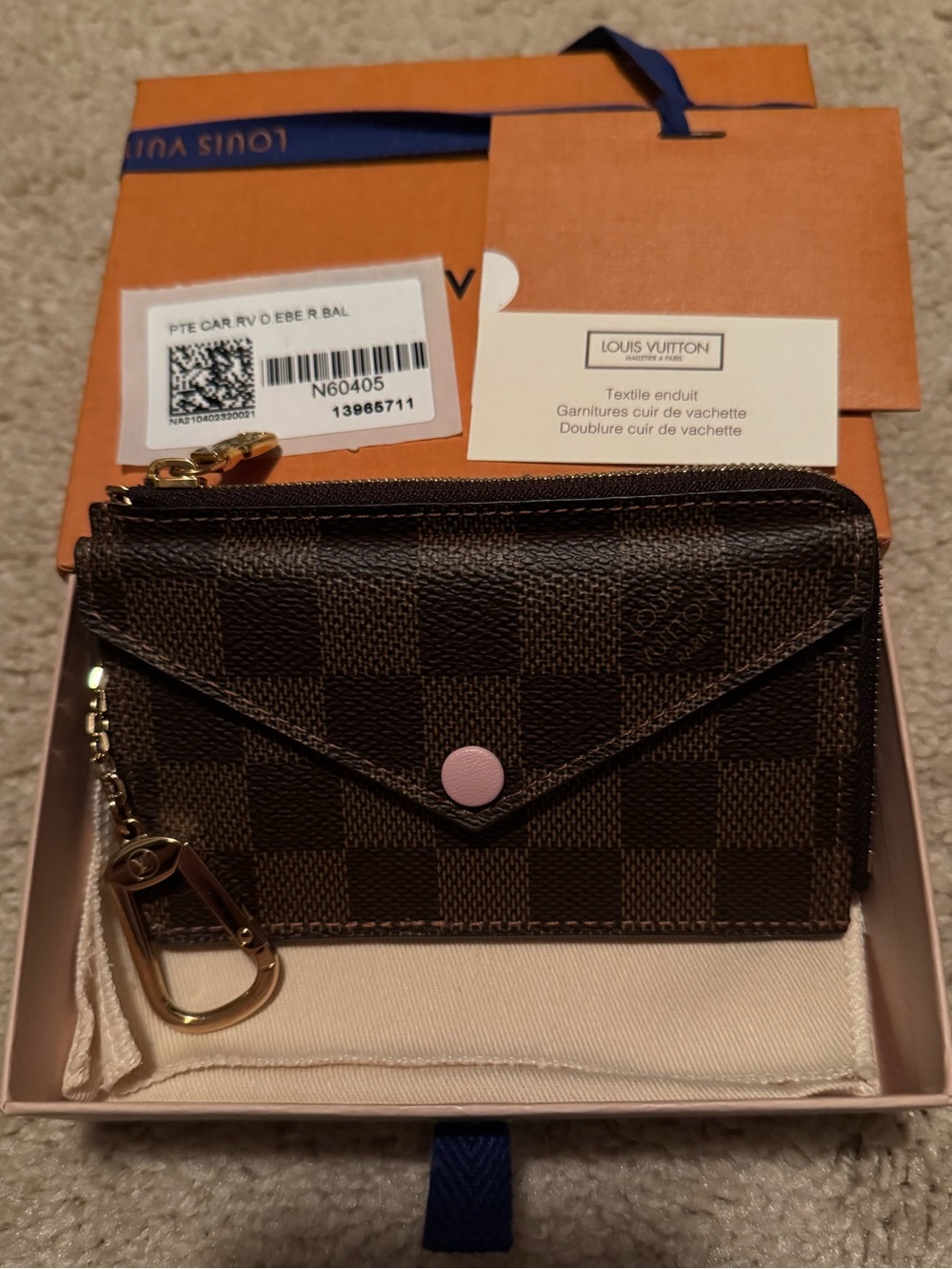 Louis Vuitton Damier Ebene Rose Ballerine Rectro Verso